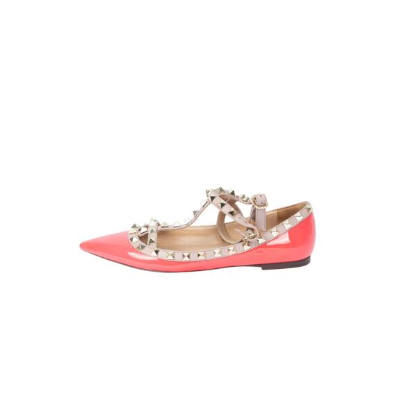VALENTINO Pink Patent Leather Rockstud Caged Ballet Flats Size 36 US 6